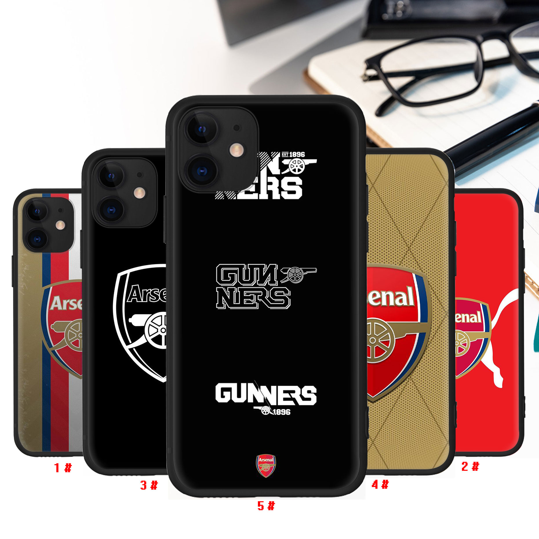 Ốp điện thoại silicon mềm in logo câu lạc bộ bóng đá Arsenal cho iPhone X XR XS Max 5 6 5s 6s 7 8 Plus SE AC5