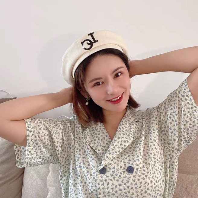 Autumn Winter Fashion Embroidered Plain Color Beret Hats For Women