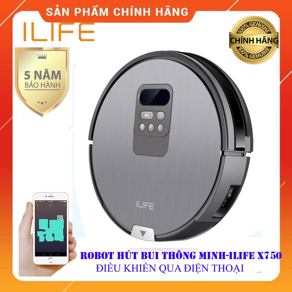 Robot hút bụi lau nhà thông minh ILIFE X750,tự động dọn dẹp, điều khiển từ xa-BẢO HÀNH 5 NĂM