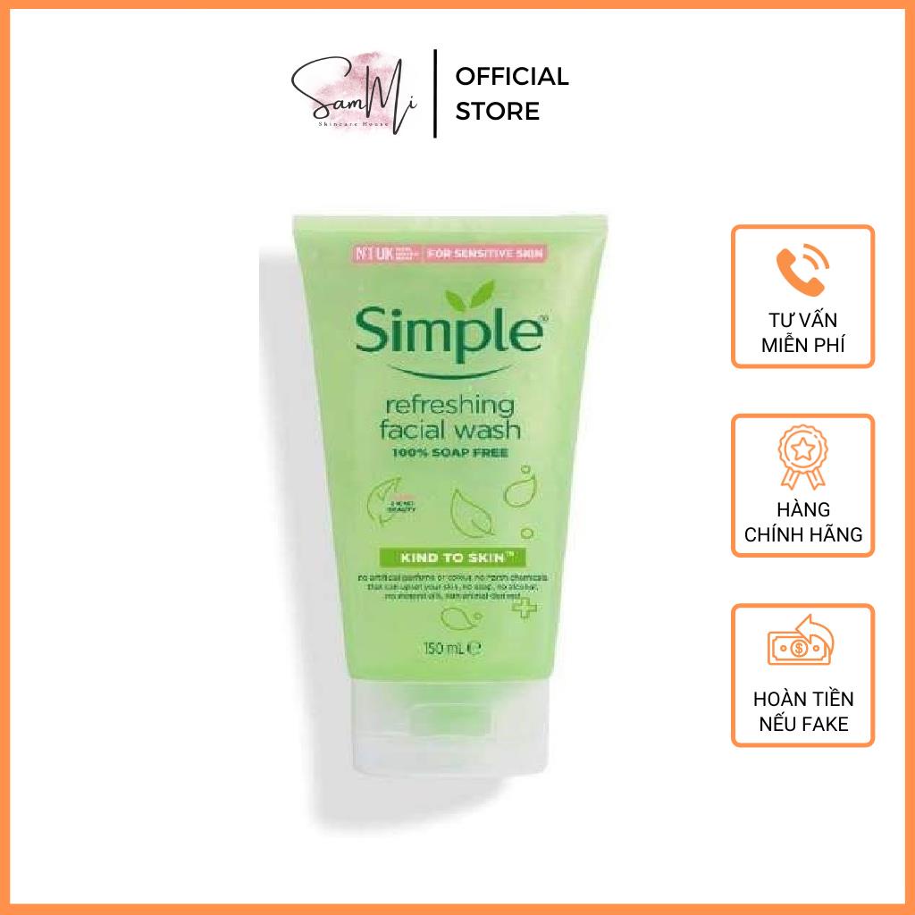 SRM Simple, Sữa Rửa Mặt Simple  Chính Hãng Kind To Skin Refreshing Facial Wash Gel 150ml