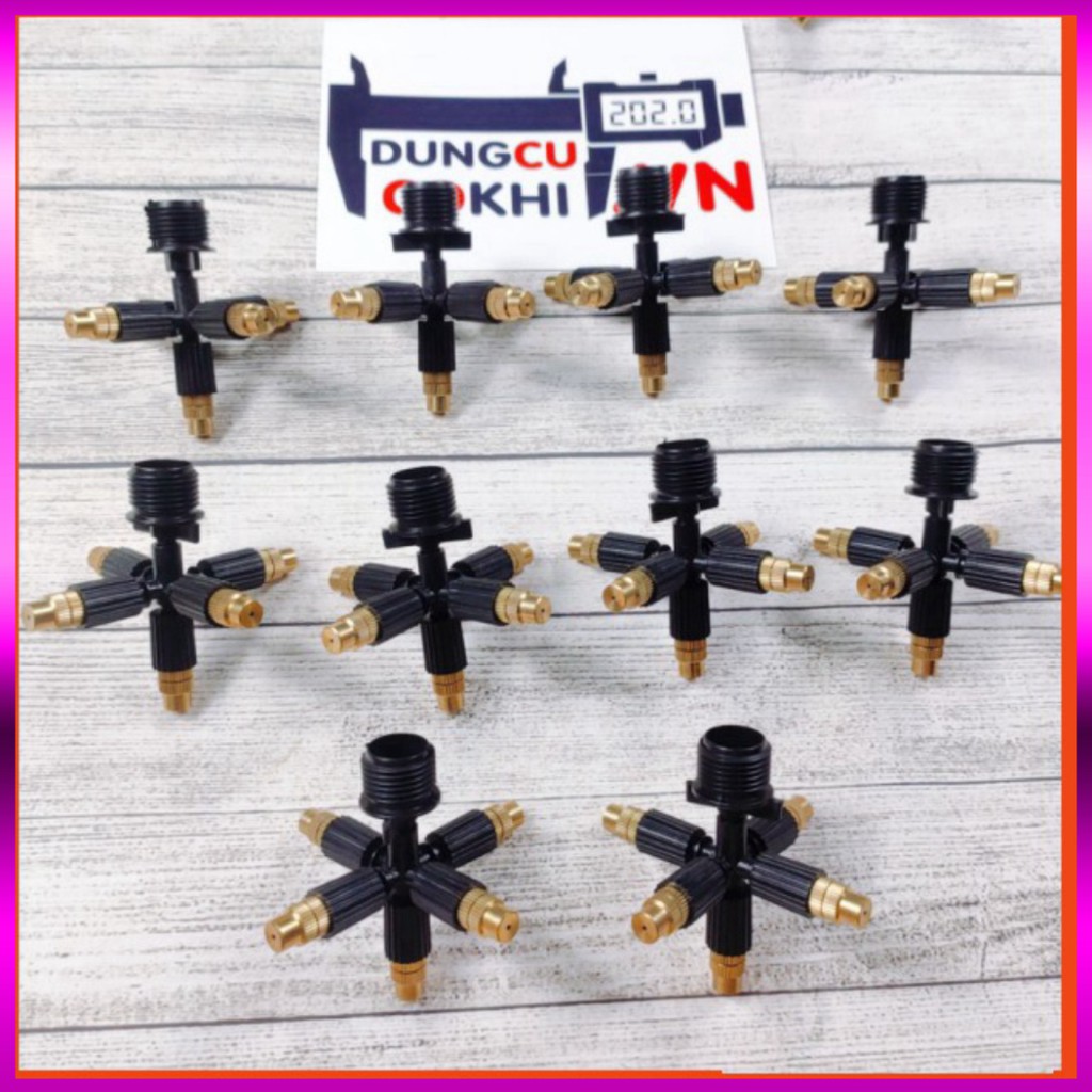 10 Béc phun sương 5 tia đồng, kết nối ren 21mm dùng tưới cây, tưới lan