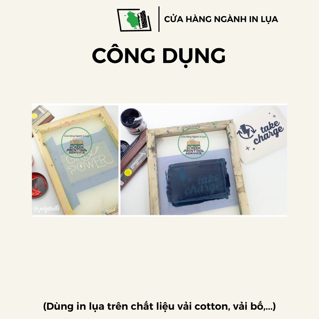 Mực in lụa hệ nước in trên vải cotton, vải bố [Size Nhỏ]