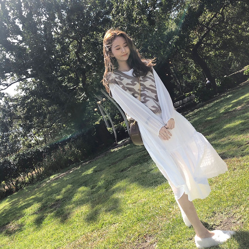 Áo Len Không Tay Cổ Chữ V Thiết Kế Mới Thời Trang Mùa Thu Đông Theo Phong Cách Hàn Quốc Dành Cho Nữ