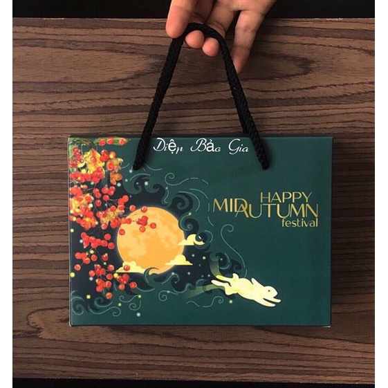 Hộp trung thu 2 bánh Mẫn Nguyệt xanh