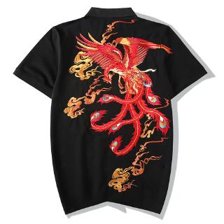 Áo Thun POLO Ngắn Tay Thêu Họa Tiết Phong Cách Trung Quốc Dành Cho Nam