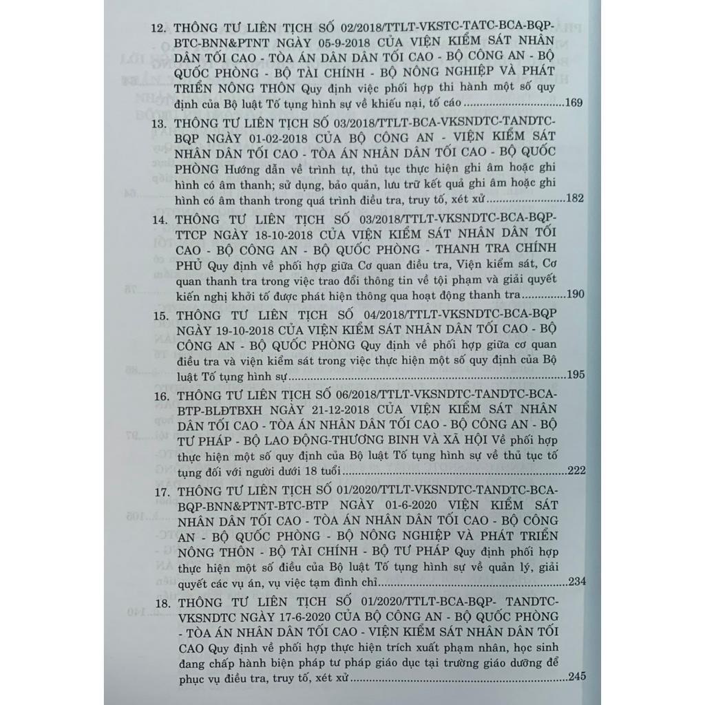 Sách- Các thông tư liên tịch của Tòa án nhân dân tối cao-Viện kiểm sát NDTC-Bộ Tư pháp-Bộ Công an - Bộ Quốc phòng