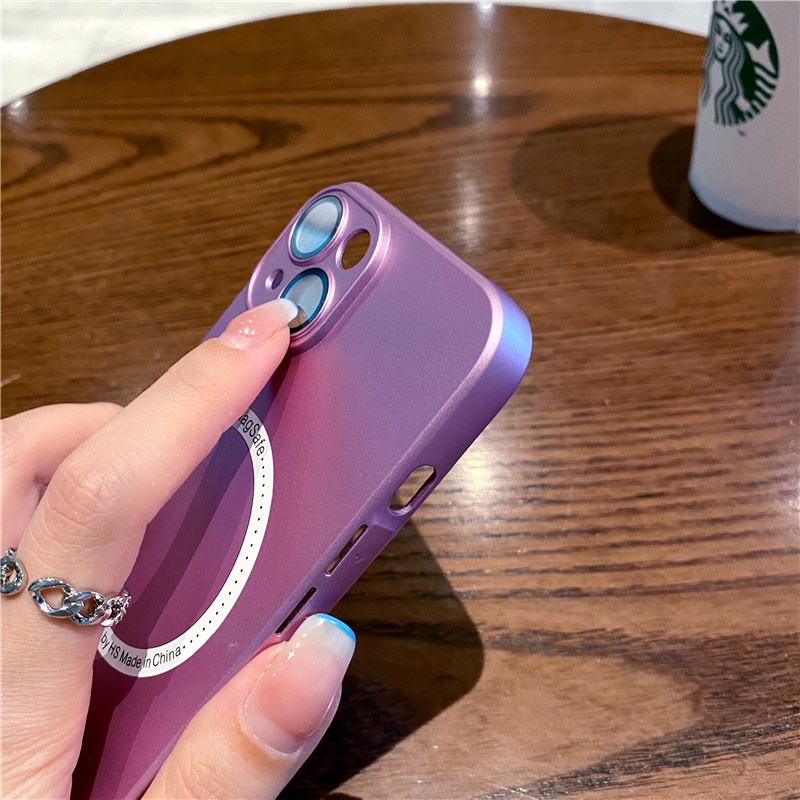 Ốp Điện Thoại Kết Cấu Kim Loại Có Vòng Nhẫn Từ Tính Bảo Vệ Ống Kính Máy Ảnh Cho iPhone 13 12 Pro Max 12 SE 2020 11 Pro Max XS XR 7 8 Plus