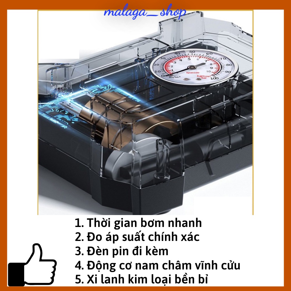 Bơm lốp ô tô xe hơi dùng điện 12V cho xe 5 đến 7 chỗ