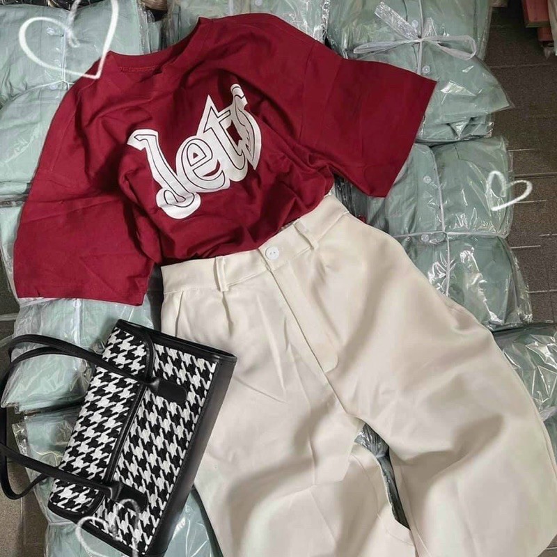 SET ĐỎ JETS + QUẦN KAKI TRẮNG