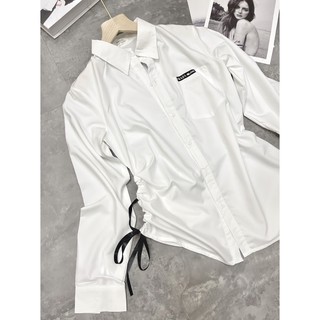 ANU163 - ÁO SƠ MI NỮ TRẮNG RÚT SƯỜN PRADA