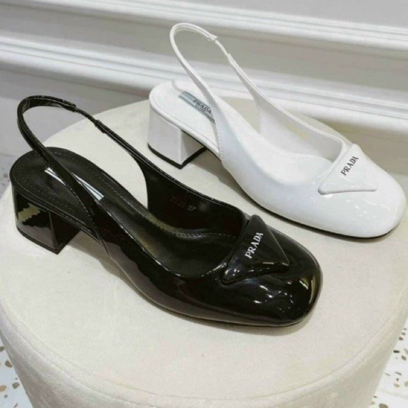 Giày cao gót nữ , sandal bít mũi hơ gót da bóng gót vuông cao cấp