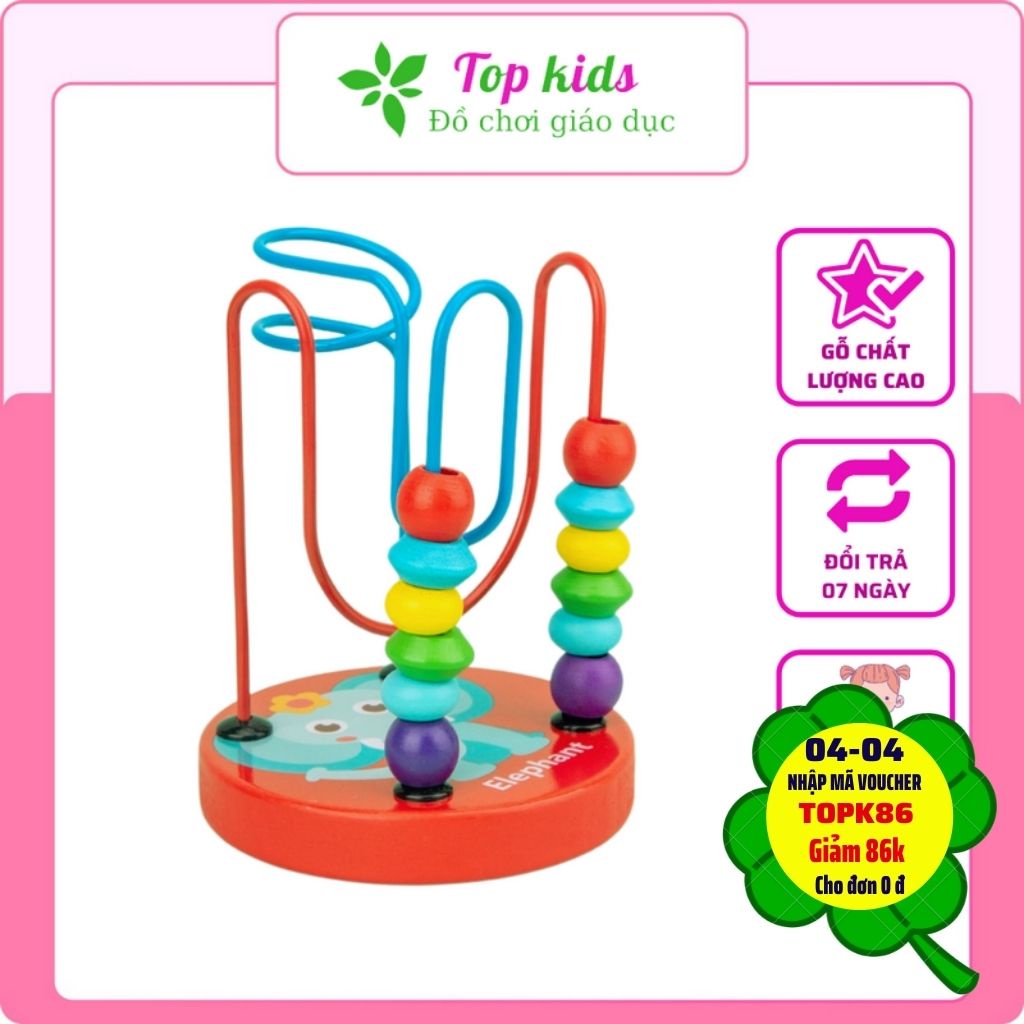 Đồ chơi bằng gỗ montessori bộ luồn hạt mini  giáo dục sớm cho bé từ 1 đến 3 tuổi thông minh trí tuệ - TOPKIDS