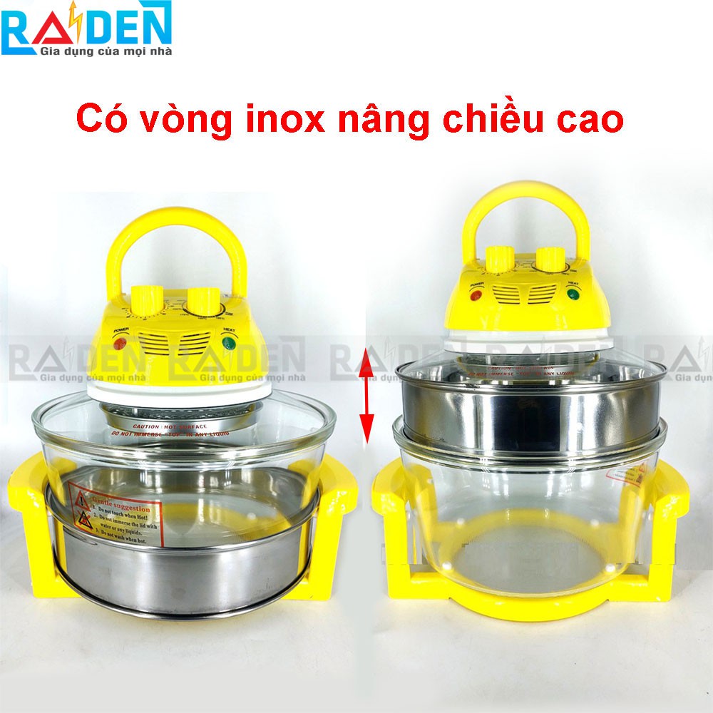 [Mã ELMALL10 giảm 10% đơn 500K] Lò nướng thủy tinh Apechome APH-618 dung tích 12L, có vòng inox nâng dung tích lên 17L