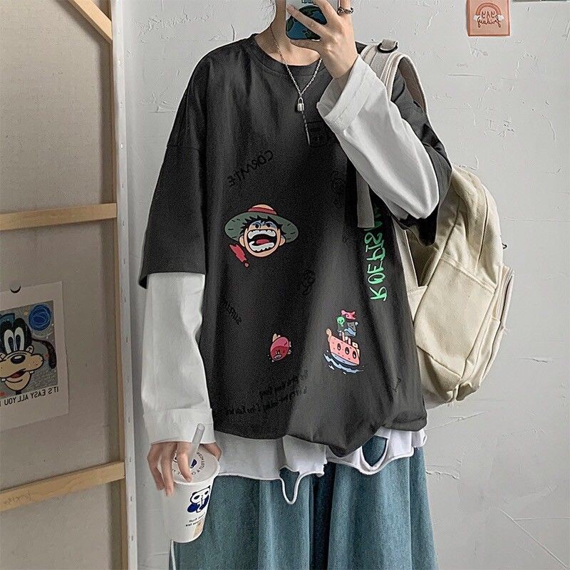 Áo Thun Tay Dài Dáng Rộng Phong Cách Hàn Quốc Cho Nam Giới