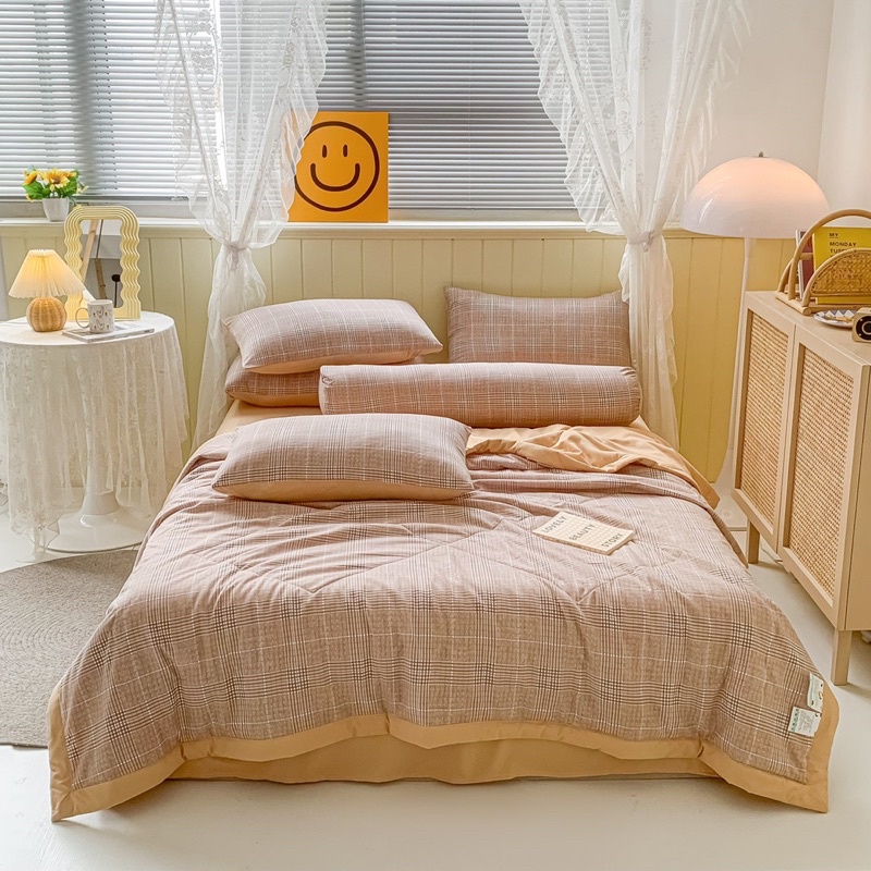 Set Chăn Ga Đũi Hoạt Tính Chăn Hè Nhiều Hoạ Tiết Màu Sắc( shinbedding)