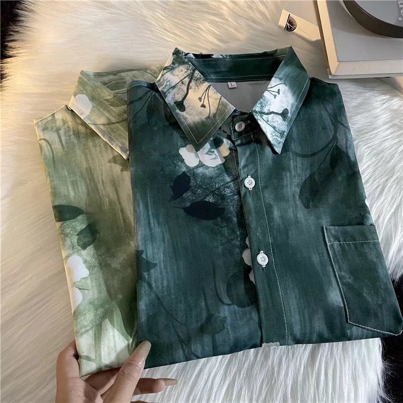 Áo Sơ Mi Tay Ngắn Dáng Rộng In Họa Tiết Hoa Phong Cách retro Hàn Quốc Thời Trang Cho Nam Và Nữ