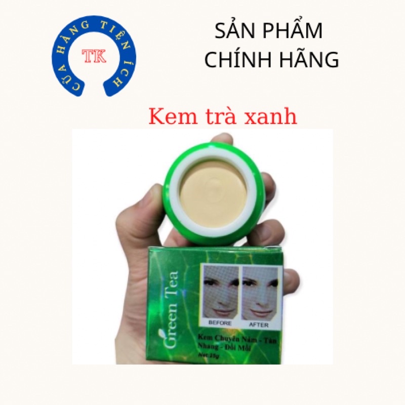 Kem Trà Xanh Green Tea hộp nhựa ngừa nám tàn nhang đồi mồi, kem hoa hồng đen