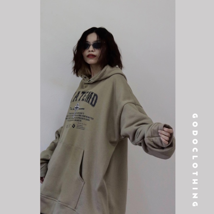 Áo Hoodie Form Rộng Unisex, Hoodie Nữ Nỉ Bông SYATEMD GODO HD28