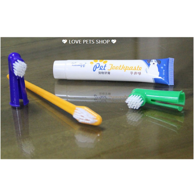BỘ BÀN CHẢI ĐÁNH RĂNG KÈM KEM ĐÁNH RĂNG CHO CHÓ MÈO - 💝LOVE PETS SHOP💝