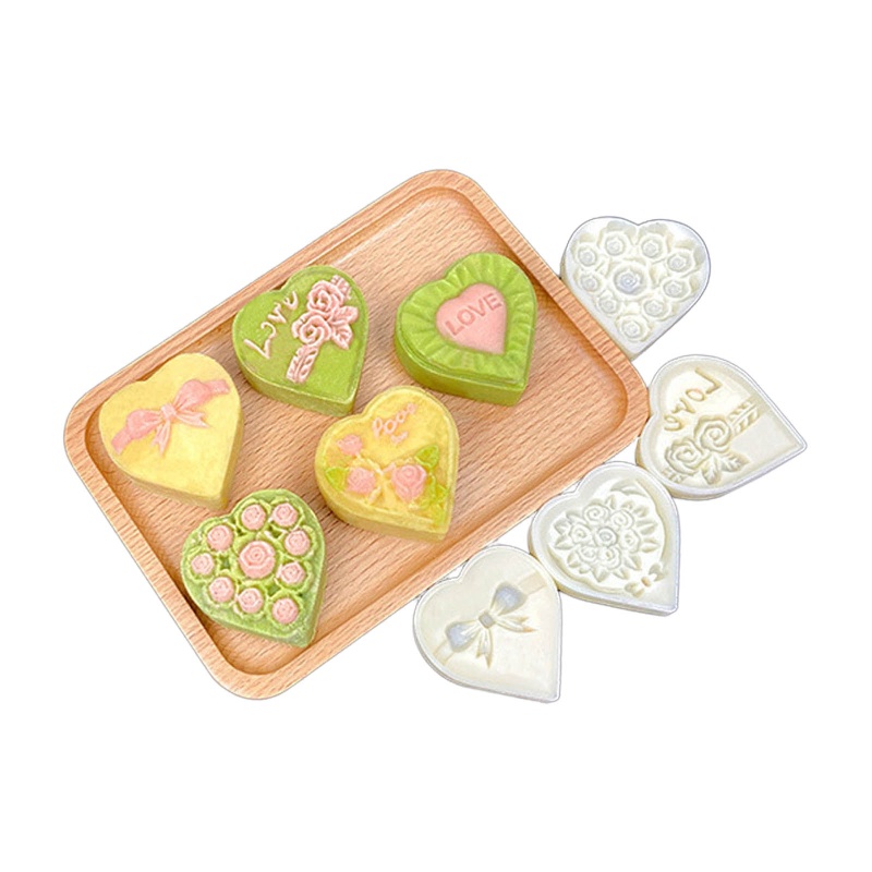 Khuôn Làm Bánh Trung Thu Dạng Nhấn Hình Trái Tim 50g DIY