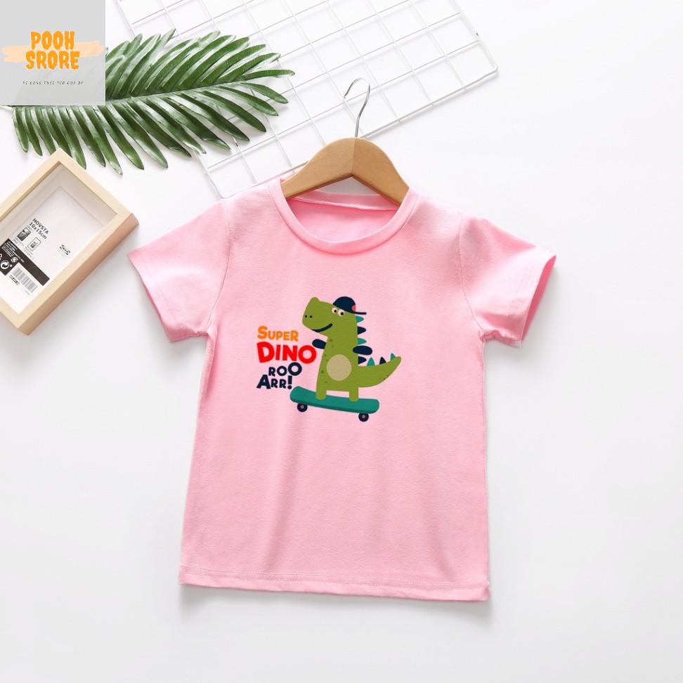 [Mã  VUHO1598 giảm 5k đơn 0đ] Áo Thun Trẻ Em In Super Dino chất liêu Cotton cho bé 3 dến 12 tuổi