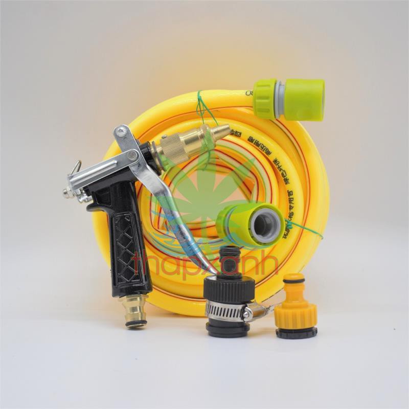 Bộ vòi xịt nước tưới cây, Rửa xe BDT-6234 Vòi súng đồng 5 in 1 + 15m dây 16mm
