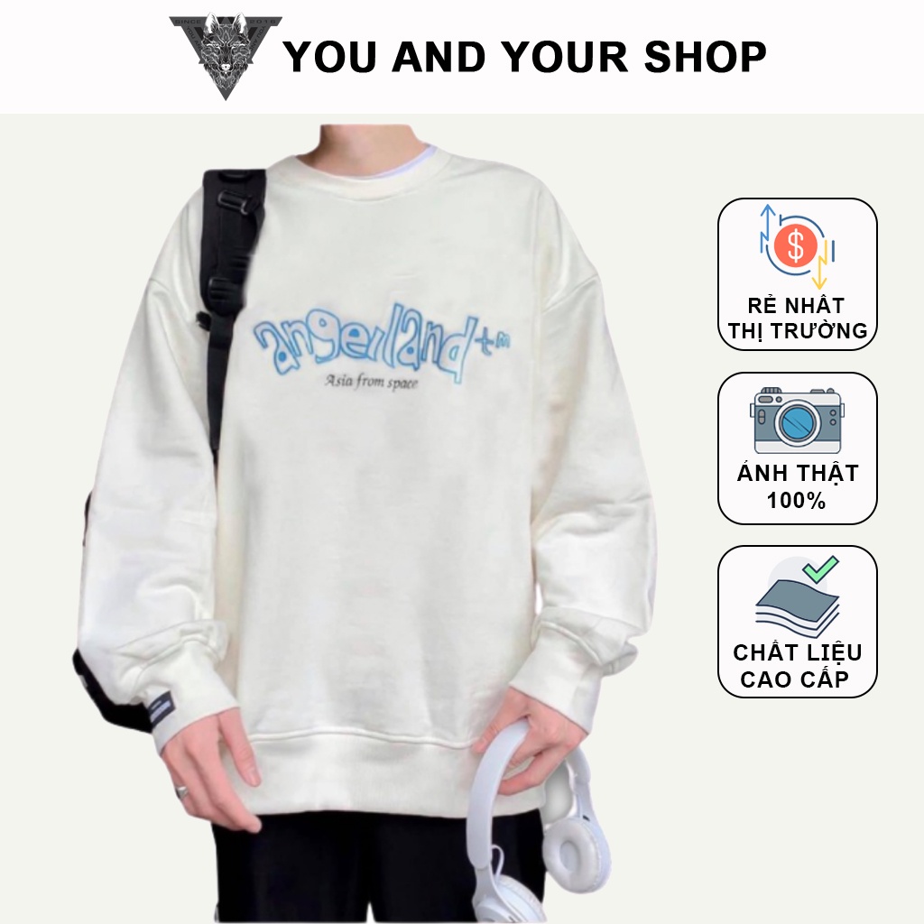 Áo sweater nam nữ YAYSHOP dáng rộng unisex chất nỉ dày dặn in LA BÀN ANGEL LAND
