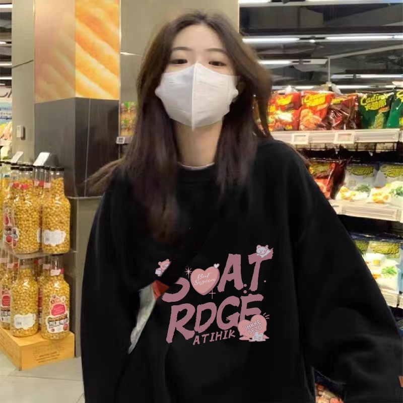 Áo sweater SELVZE tay dài dáng rộng phong cách cổ điển Mỹ thời trang cho nữ