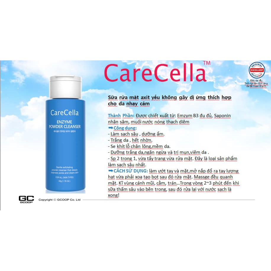 Sữa Rửa mặt Dạng Bôt – CareCella Enzyme Powder Cleanser