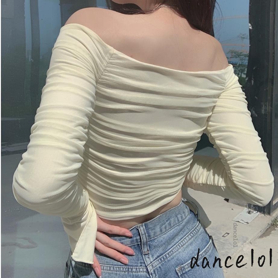 Áo thun trễ vai tay loe phối lưới quyến rũ thời trang cho nữ - dance1o1