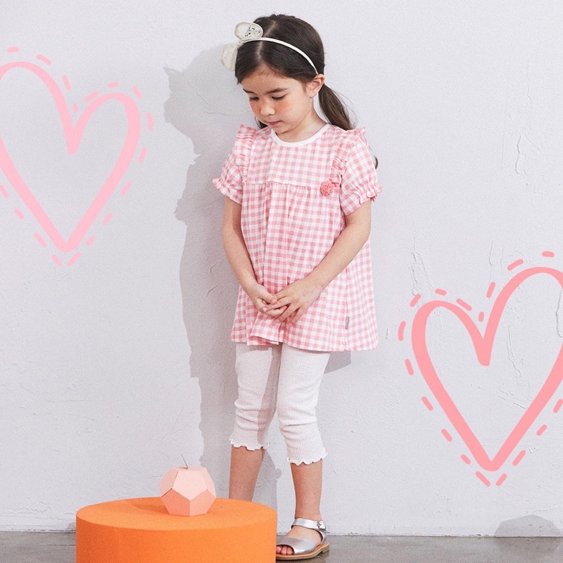 Quần lửng cotton organic xuất Hàn cho bé gái 3m-5y