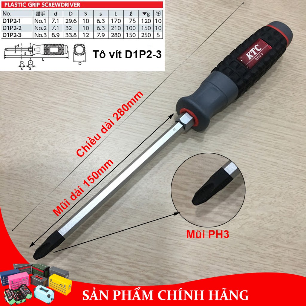 Tô vít 4 cạnh Japan dùng trong Yamaha chính hãng KTC Nhật mã D1P2-3
