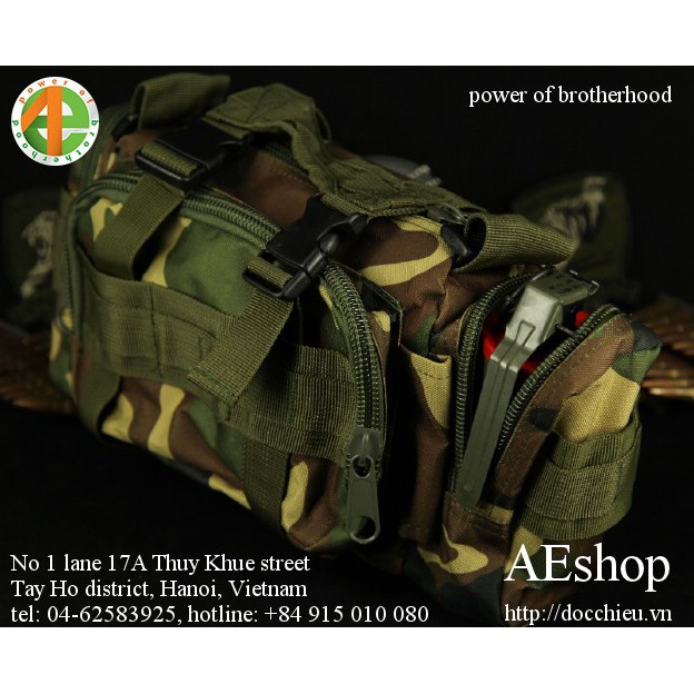 túi treo ghi đông xe đạp túi đeo hông đa năng chống nước 3P màu XANH LÍNH