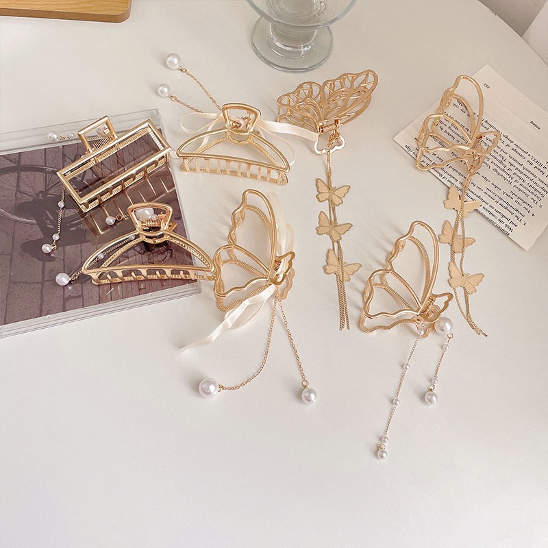 Kẹp Tóc Hình Nơ Bằng Kim Loại Thời Trang Hàn Quốc Cho Nữ