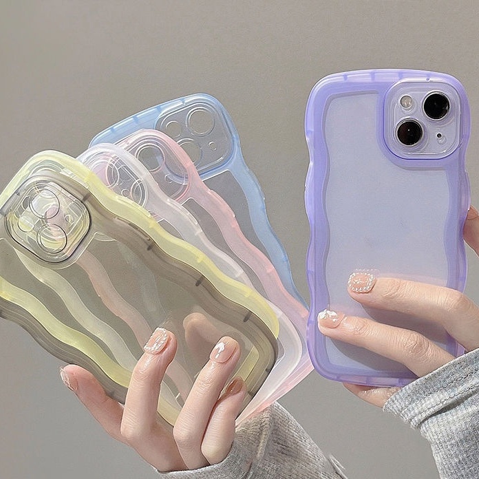 Ốp Điện Thoại Viền Lượn Sóng Màu Trơn Đơn Giản Cho iphone 12 13 11 Pro Max X Xs Max Xr