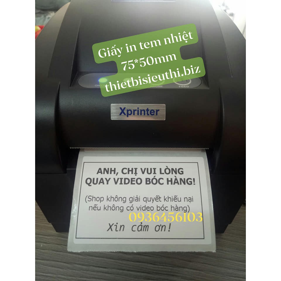 Giấy in tem mã vạch nhiệt khổ 75*50mm cuộn 30m