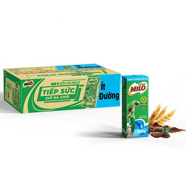 milo ít đường 180ml loại 48 hộp/thùng (date mới)