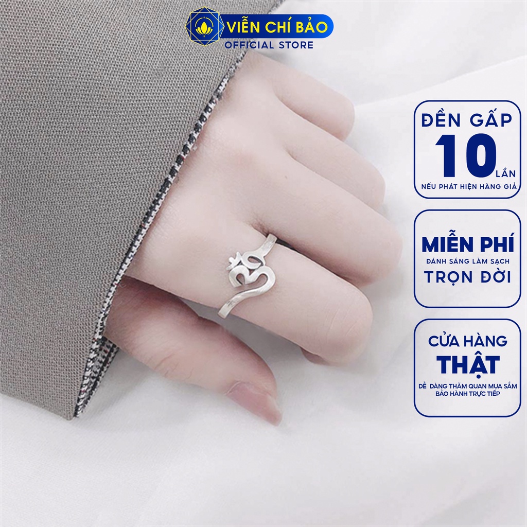 Nhẫn bạc nữ Chủng tử chữ Om lục tự chất liệu bạc Thái 925 thời trang phụ kiện trang sức nữ Viễn Chí Bảo N000478