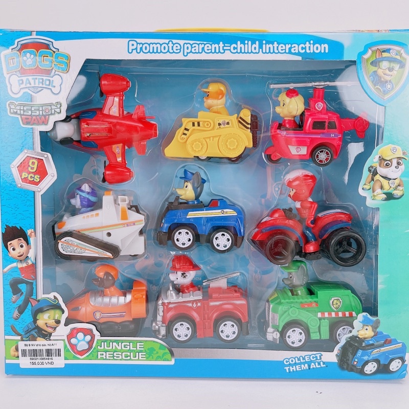 Bộ Đồ Chơi 9Nhân Vật Xe Chó Cứu Hộ-PAW PATROL-Set9 Xe Những Chú Chó Cứu Hộ