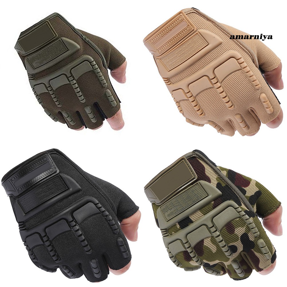 AY-ᴥMen's Army Military Outdoor Combat Bicycle Airsoft Half Finger Gloves