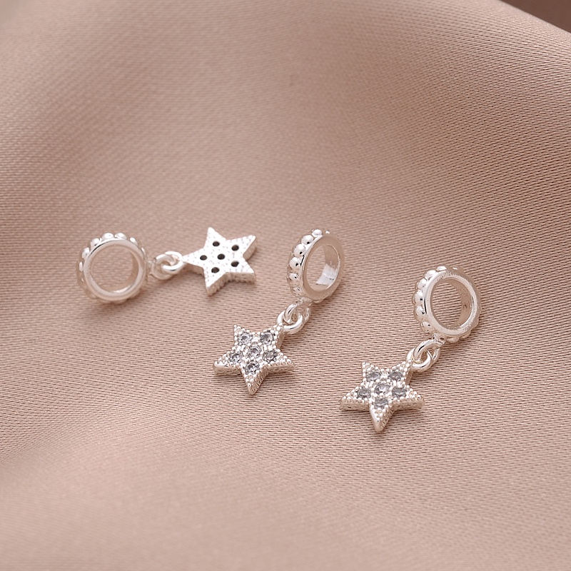 Mặt Dây Chuyền Hình Ngôi Sao Năm Cánh Mạ Bạc Đính Đá Zircon Màu Sắc Thủ Công diy