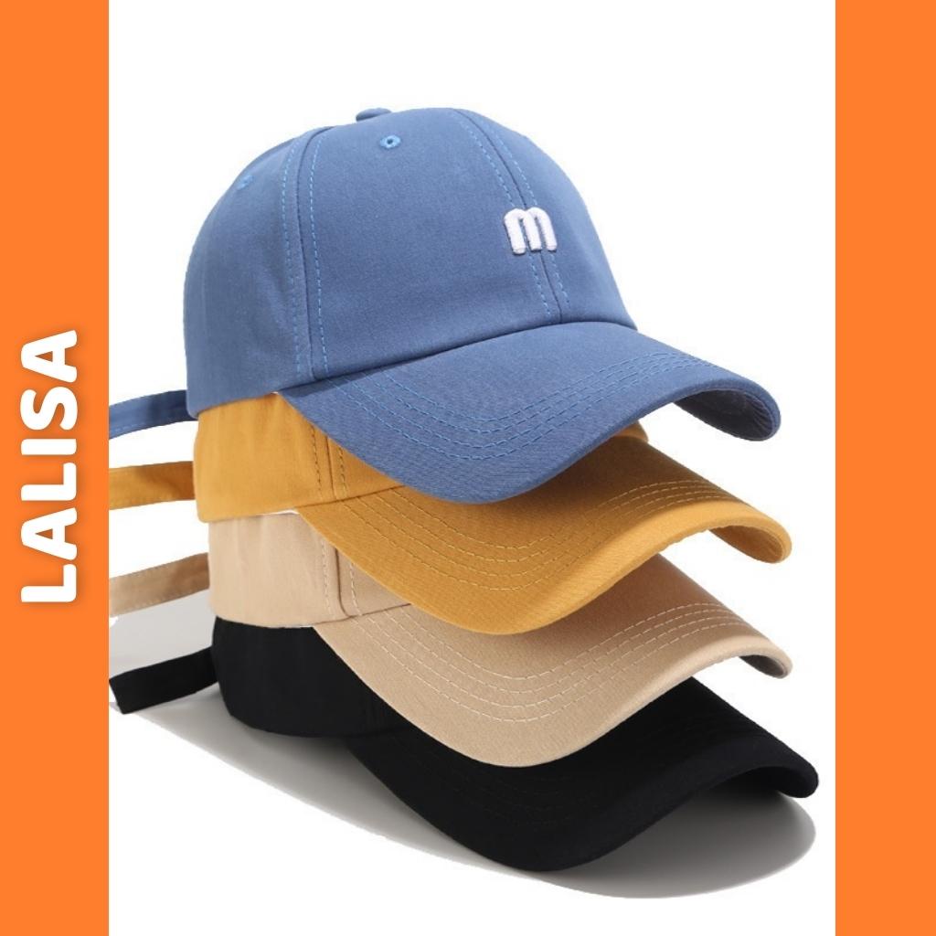 Mũ Lưỡi Trai M LALISA Nón Kết Nhung Thêu Chữ M Phong Cách Ulzzang Form Unisex Nam Nữ NO007