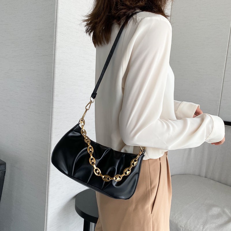 Túi Đeo Vai Phối Dây Xích Thiết Kế Giản Dị Thời Trang Dành Cho Nữ