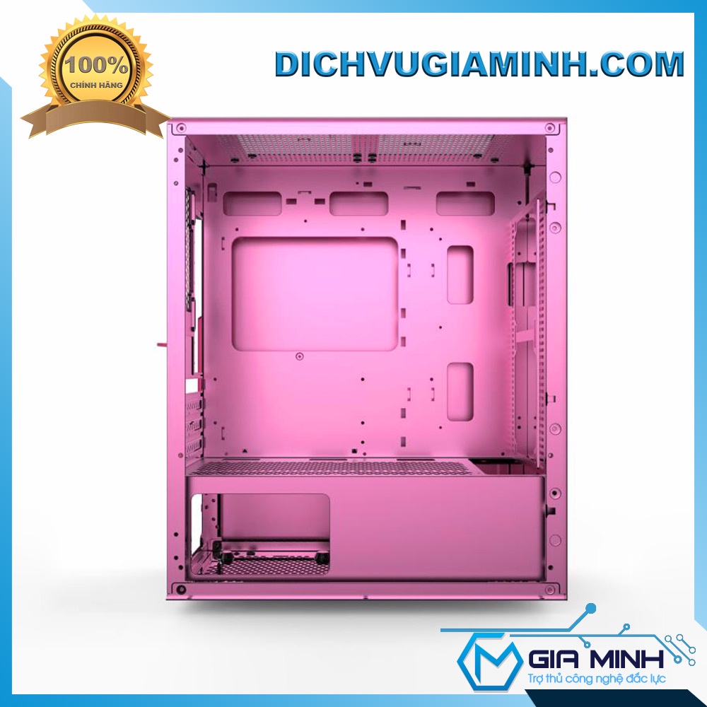 Vỏ thùng máy tính VITRA THEMIS N5 PINK GLASS kính cường lực kèm quạt Rainbow RGB hỗ trợ Mainboard Micro ATX