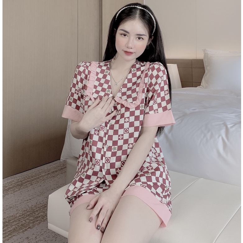 Mẫu mới đồ bộ nữ pijama mặc nhà dễ thương lụa ngủ áo cộc quần đùi cao cấp JUSOKA