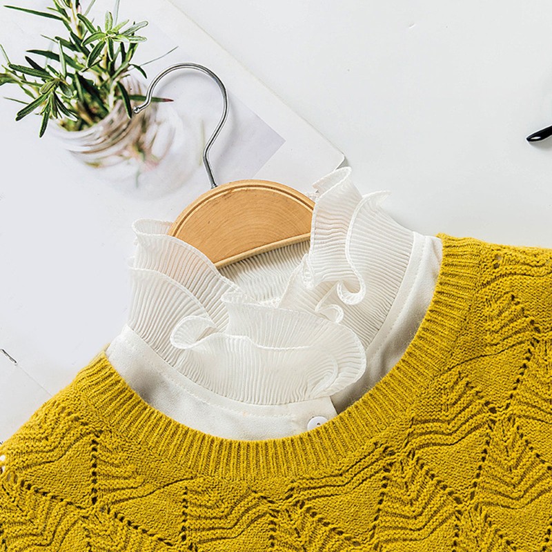 Cổ Áo Sơ Mi Giả Hai Lớp Chất Liệu Chiffon Thời Trang Nữ