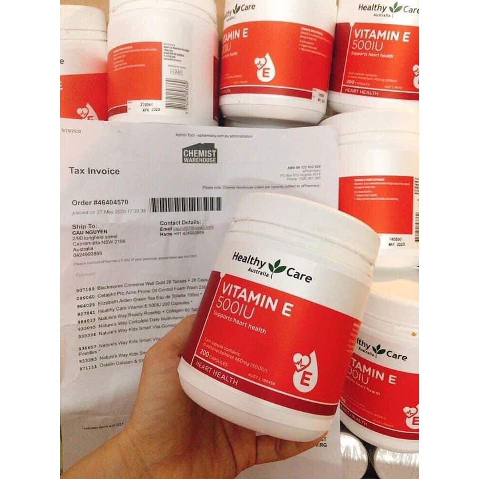 Vitamin E Đỏ 500 IU Hộp 200 Viên