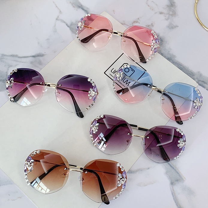 Kính Mát TikTok 2022 Gọng Kim Cương Không Viền Thời Trang Cho Nam Và Nữ