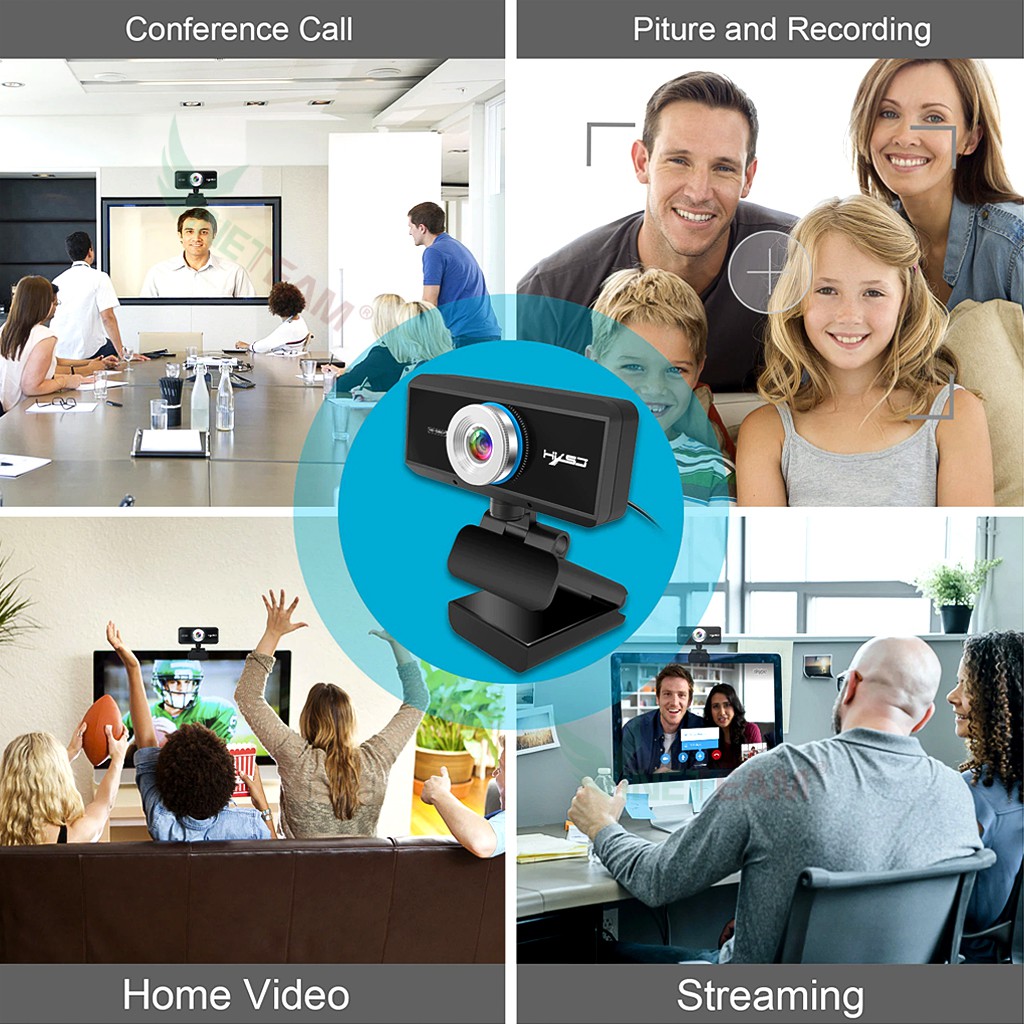 Webcam HXSJ S4 HD 1080P USB3.0 2.0 Có Thể Điều Chỉnh 360° Kèm Mic Cho Cuộc Gọi Video - Hàng Chính Hãng -dc4591