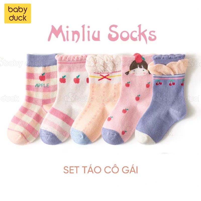 Combo 5 đôi tất/vớ bé gái cao cấp Minliu socks mẫu mới nhất, tất/vớ trẻ em